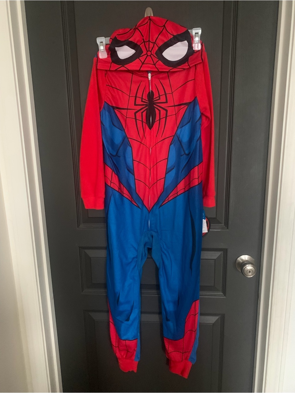 NWT Spider-Man Kids Red & Blue Onesie Hoodie Pajama Superhero Costume